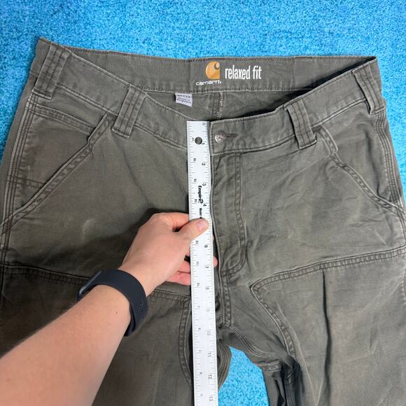 Carhartt Double Knee Carpenter Pants 33x34 Olive Green Distressed Y2K Workwear - Picture 6 of 16